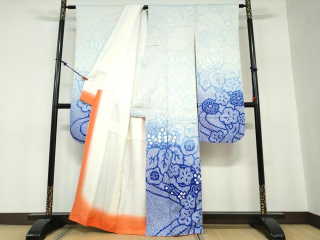 平和屋着物●豪華振袖　総絞り　草花文　暈し染め　正絹　逸品　DABC2787ud