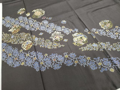 平和屋着物●訪問着　竹屋町刺繍　洋花文　金彩　正絹　逸品　DABC2788ud