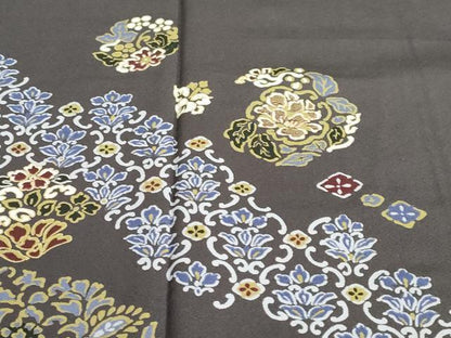平和屋着物●訪問着　竹屋町刺繍　洋花文　金彩　正絹　逸品　DABC2788ud