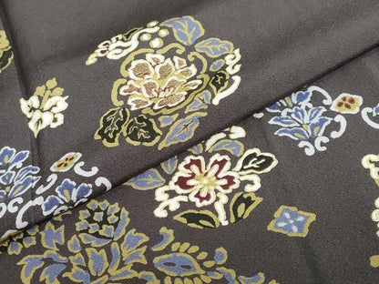 平和屋着物●訪問着　竹屋町刺繍　洋花文　金彩　正絹　逸品　DABC2788ud