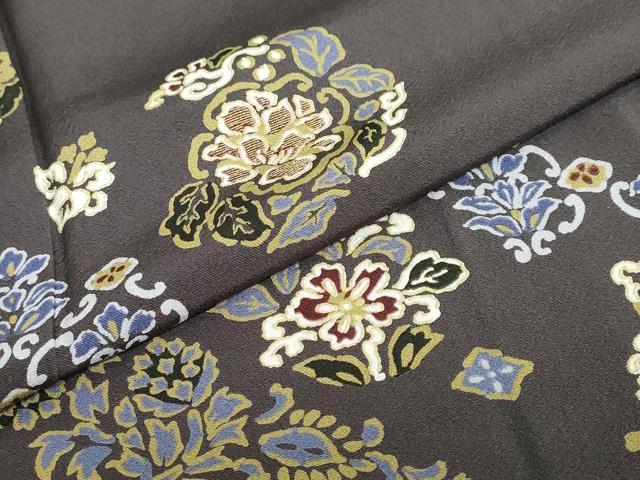 平和屋着物●訪問着　竹屋町刺繍　洋花文　金彩　正絹　逸品　DABC2788ud