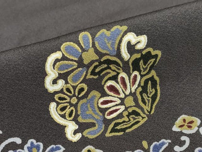 平和屋着物●訪問着　竹屋町刺繍　洋花文　金彩　正絹　逸品　DABC2788ud