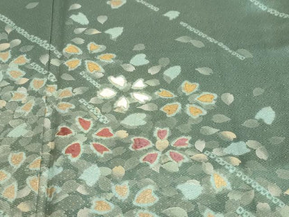 平和屋着物●訪問着　駒刺繍　絞り　舞桜文　金彩　正絹　逸品　DABC2789ud
