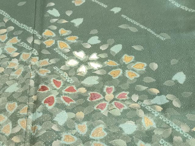 平和屋着物●訪問着　駒刺繍　絞り　舞桜文　金彩　正絹　逸品　DABC2789ud