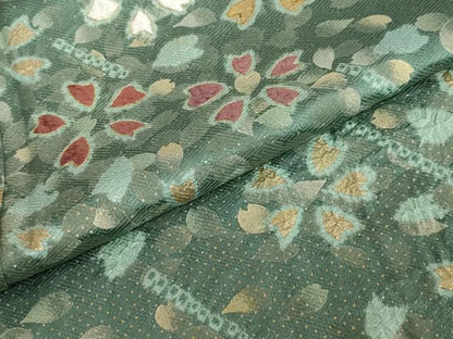平和屋着物●訪問着　駒刺繍　絞り　舞桜文　金彩　正絹　逸品　DABC2789ud