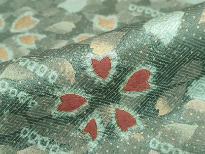 平和屋着物●訪問着　駒刺繍　絞り　舞桜文　金彩　正絹　逸品　DABC2789ud