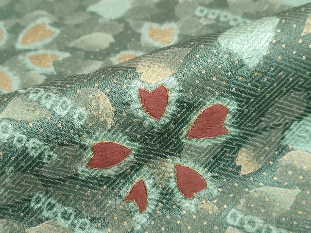 平和屋着物●訪問着　駒刺繍　絞り　舞桜文　金彩　正絹　逸品　DABC2789ud