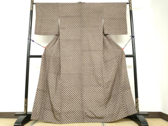 平和屋着物●上質な小紋　市松模様　東急百貨店扱い　正絹　逸品　DABC2794ud