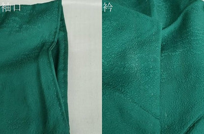 平和屋着物●上質な色無地　草花地紋　萌葱色　正絹　逸品　DABC2796ud