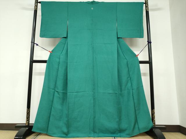 平和屋着物●上質な色無地　草花地紋　萌葱色　正絹　逸品　DABC2796ud