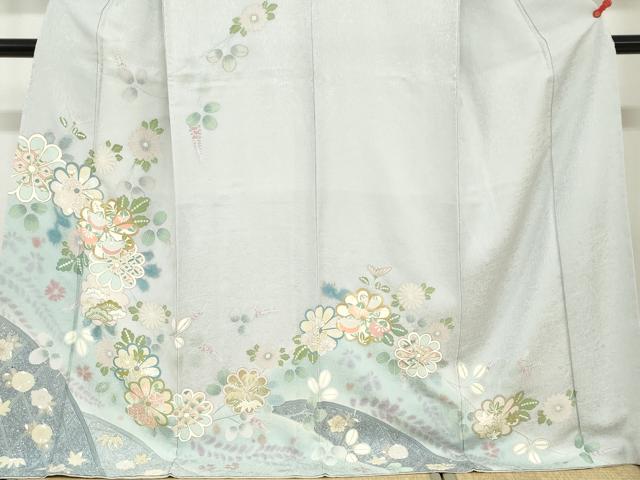 平和屋着物●訪問着　籬草花文　金彩　ロング丈　正絹　逸品　DABC2799ud