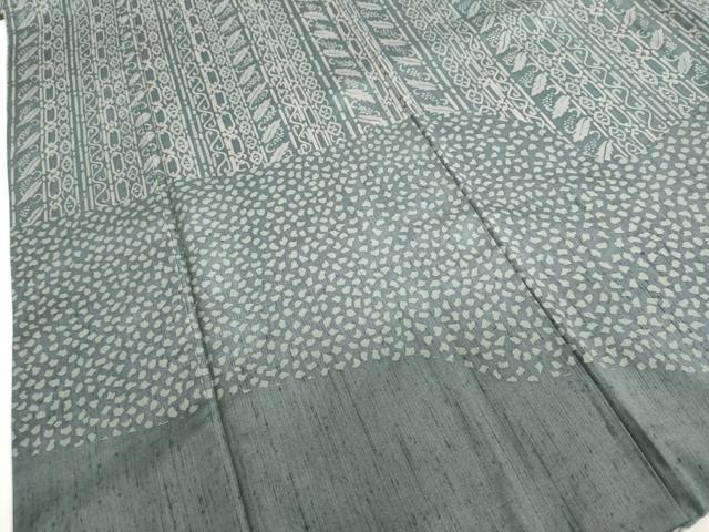 平和屋着物●訪問着　紬地　型染め　抽象草花文　正絹　逸品　DABC2800ud