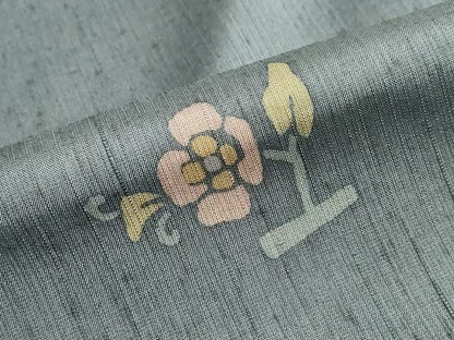 平和屋着物●訪問着　紬地　型染め　抽象草花文　正絹　逸品　DABC2800ud