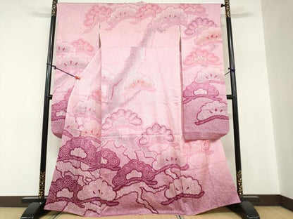 平和屋着物●豪華振袖　総絞り　松文　暈し染め　三越扱い　正絹　逸品　DABC2803ud