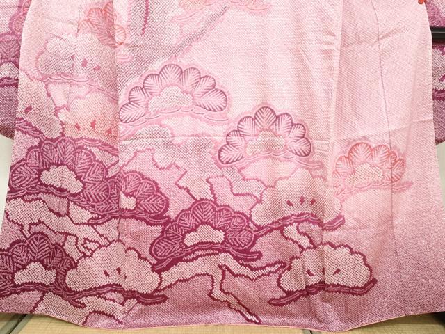 平和屋着物●豪華振袖　総絞り　松文　暈し染め　三越扱い　正絹　逸品　DABC2803ud