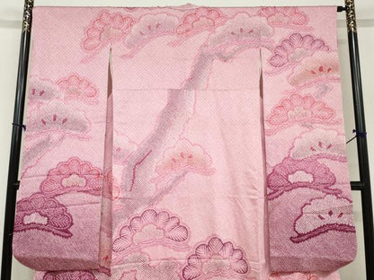 平和屋着物●豪華振袖　総絞り　松文　暈し染め　三越扱い　正絹　逸品　DABC2803ud