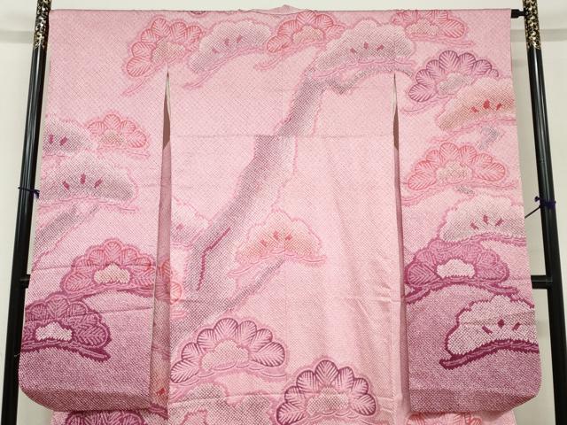 平和屋着物●豪華振袖　総絞り　松文　暈し染め　三越扱い　正絹　逸品　DABC2803ud