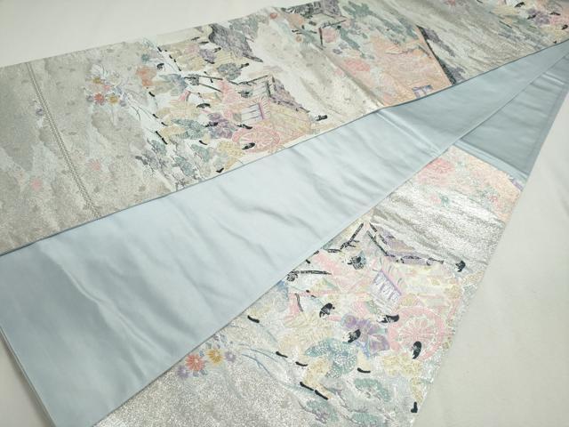 平和屋着物◎六通柄袋帯　清殿花見　金銀糸　引箔　正絹　逸品　DABC2837ud