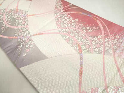 平和屋着物◎六通柄袋帯　唐織　舞花文　金銀糸　引箔　正絹　逸品　DABC2842ud