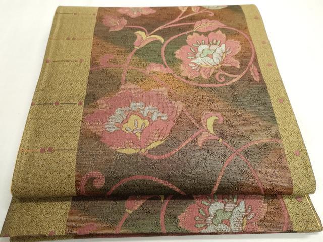 平和屋着物◎六通柄袋帯　更紗花唐草文　正絹　逸品　DABC2872ud