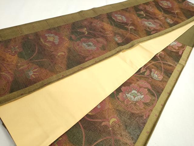 平和屋着物◎六通柄袋帯　更紗花唐草文　正絹　逸品　DABC2872ud