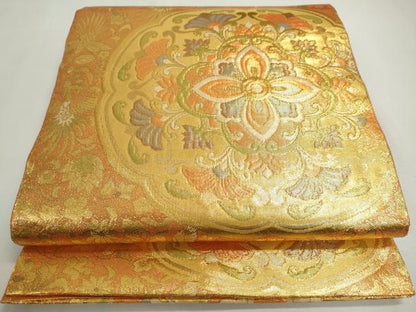 平和屋着物◎伝統工芸士 平田藤三郎 佐賀錦 全通柄袋帯 全通天輪華文 金糸 正絹 逸品 DABC2873ud