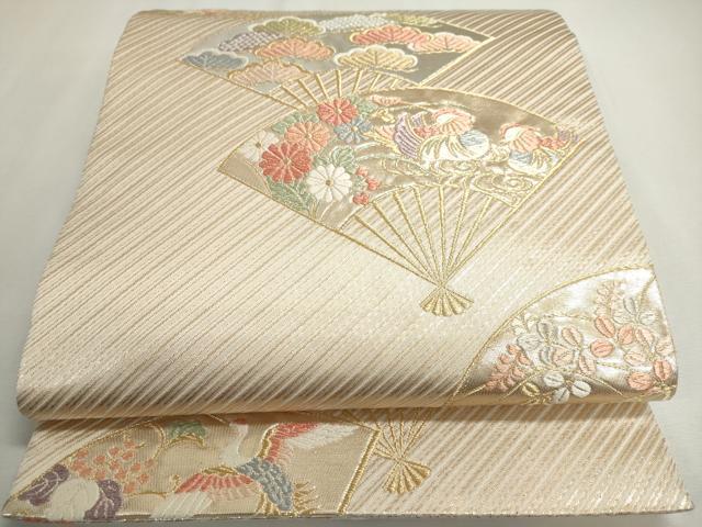 平和屋着物◎六通柄袋帯 扇面小袖文 金銀糸 正絹 逸品 DABC2875ud