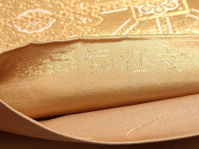 平和屋着物◎六通柄袋帯　扇面蜀江文　金糸　正絹　逸品　DABC2887ud