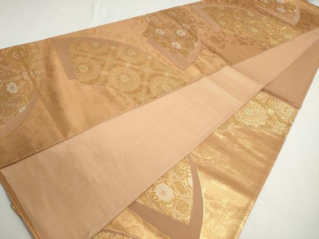 平和屋着物◎六通柄袋帯　扇面蜀江文　金糸　正絹　逸品　DABC2887ud