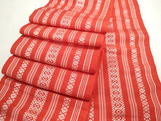 平和屋着物◎本場筑前博多織　半幅帯　献上　正絹　逸品　DABC2889ud