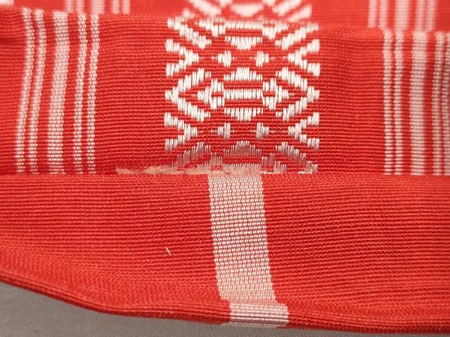 平和屋着物◎本場筑前博多織　半幅帯　献上　正絹　逸品　DABC2889ud