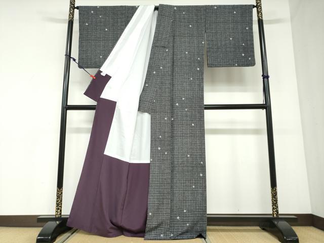 平和屋着物●小紋　舞花文　洗える着物　DABC2893ud