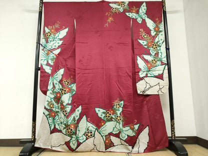 平和屋着物●豪華振袖　花蝶文　金彩　正絹　逸品　DABC2894ud