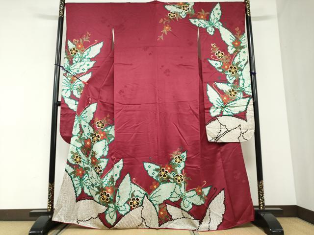 平和屋着物●豪華振袖　花蝶文　金彩　正絹　逸品　DABC2894ud