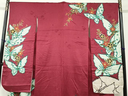 平和屋着物●豪華振袖　花蝶文　金彩　正絹　逸品　DABC2894ud