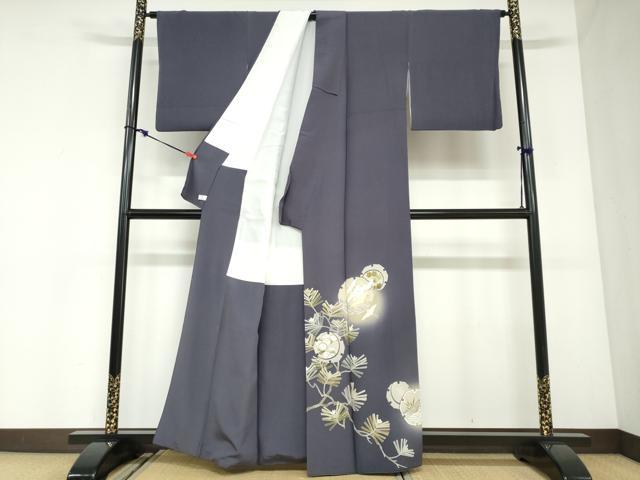 平和屋着物●豪華色留袖　雪輪飛鶴草花文　金彩　正絹　逸品　DABC2895ud