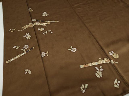 平和屋着物●訪問着　楽器草花文　金彩　正絹　逸品　DABC2897ud