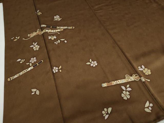 平和屋着物●訪問着　楽器草花文　金彩　正絹　逸品　DABC2897ud