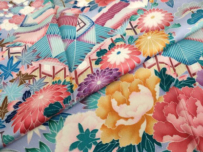 平和屋着物●訪問着　友禅　渡橋風景草花文　ロング丈　正絹　逸品　DABC2899ud