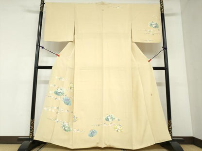 平和屋着物●訪問着　友禅　作家物　貝合わせ草花文　正絹　逸品　DABC2900ud