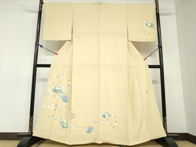 平和屋着物●訪問着　友禅　作家物　貝合わせ草花文　正絹　逸品　DABC2900ud