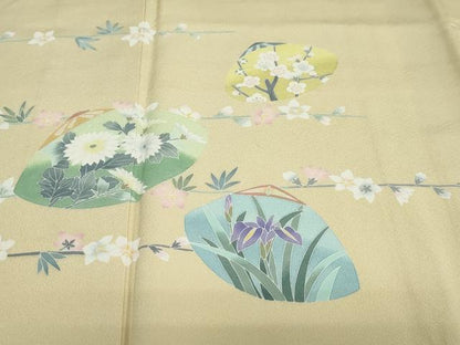 平和屋着物●訪問着　友禅　作家物　貝合わせ草花文　正絹　逸品　DABC2900ud