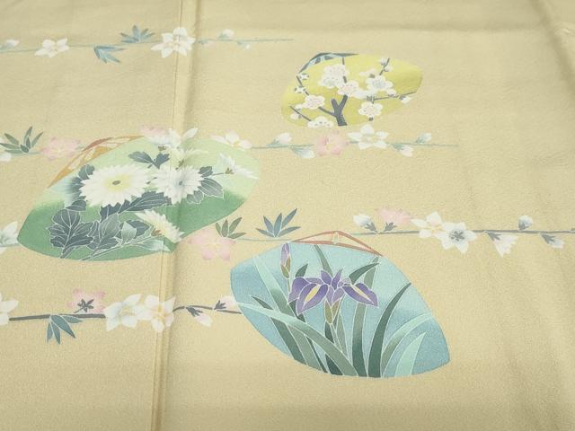 平和屋着物●訪問着　友禅　作家物　貝合わせ草花文　正絹　逸品　DABC2900ud