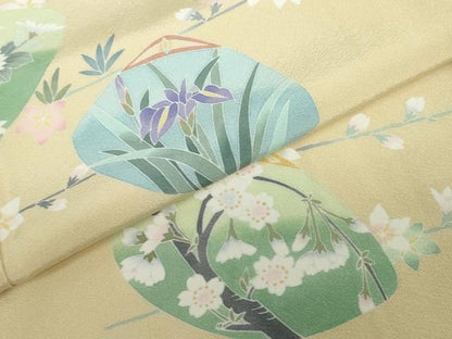 平和屋着物●訪問着　友禅　作家物　貝合わせ草花文　正絹　逸品　DABC2900ud
