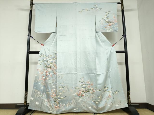 平和屋着物○訪問着 流水風景草花文 金彩 正絹 逸品 DABC2905ud