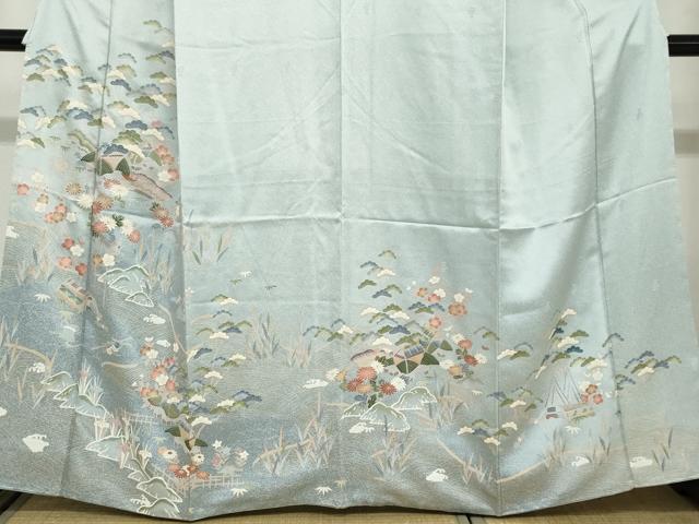 平和屋着物○訪問着 流水風景草花文 金彩 正絹 逸品 DABC2905ud