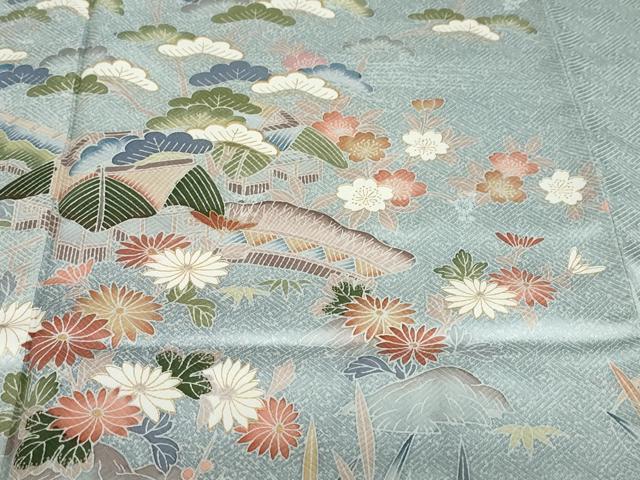 平和屋着物○訪問着 流水風景草花文 金彩 正絹 逸品 DABC2905ud