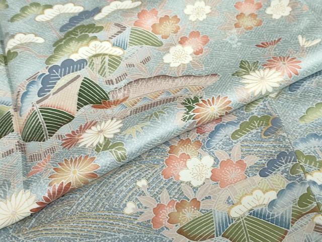 平和屋着物○訪問着 流水風景草花文 金彩 正絹 逸品 DABC2905ud