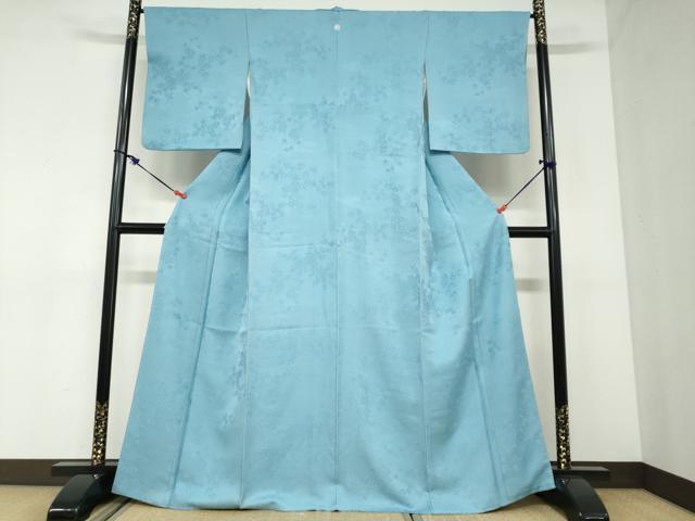 平和屋着物●上質な色無地　流水草花地紋　勿忘草色　正絹　逸品　DABC2908ud