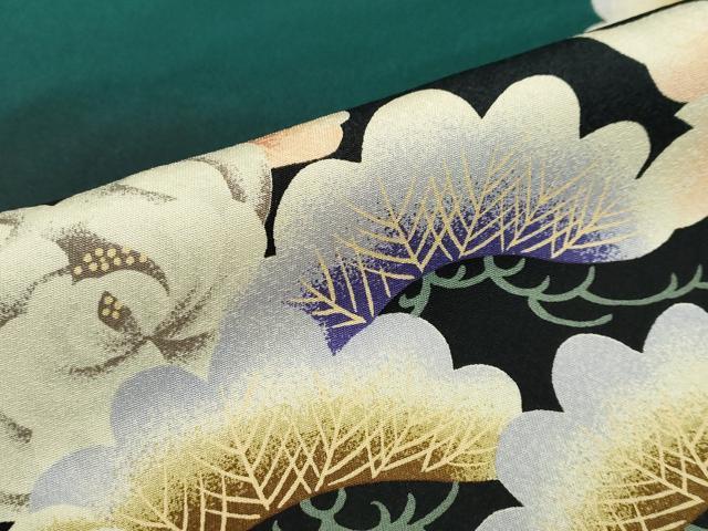 平和屋着物●小振袖　二尺袖　草花文　洗える着物　DABC2909ud